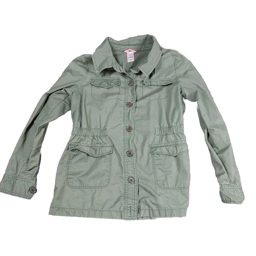 Girls 10 - 12 Olive Green Lightweight Shirt-Like Jacket CARTERS Fast Ship